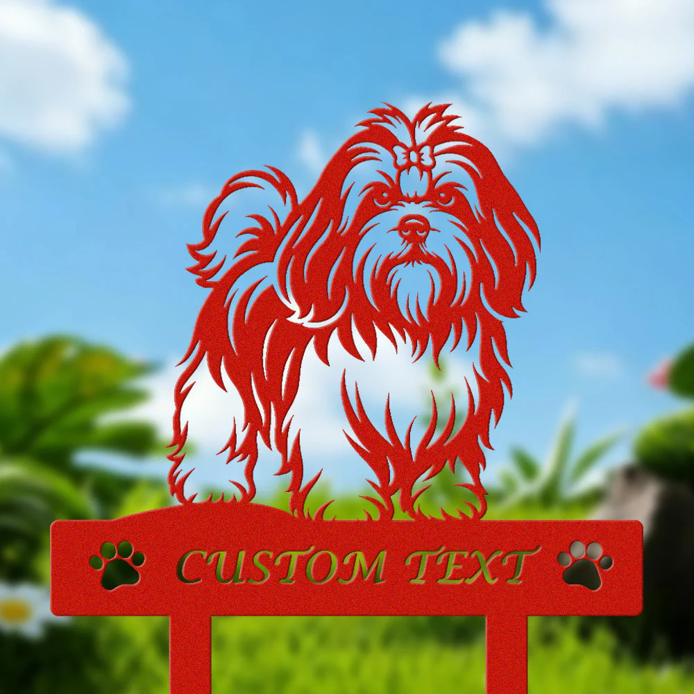 Lhassa Apso Silhouette de Chien Personnalisée Piquet de Jardin en Métal - Image 3