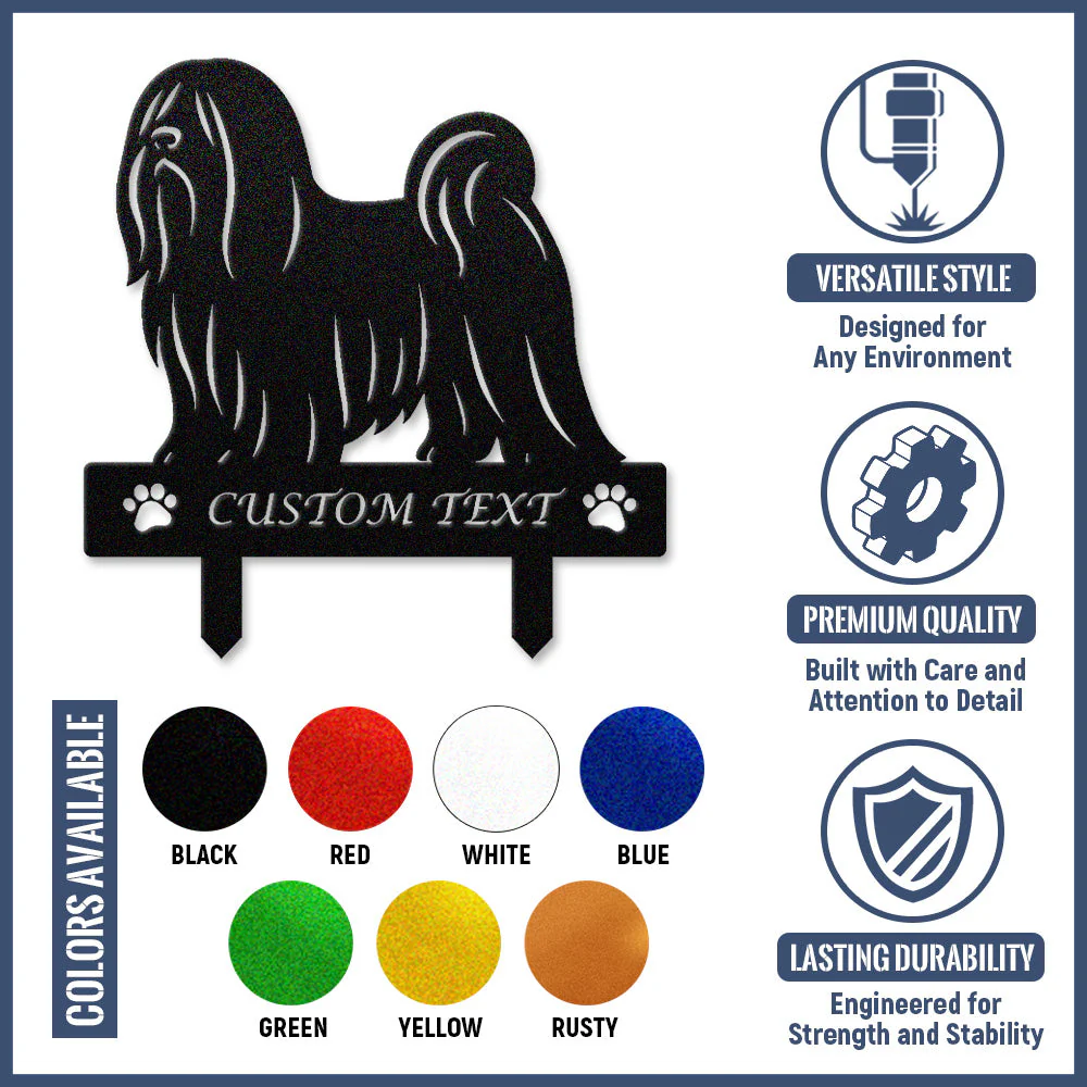 Lhassa Apso Silhouette de Chien Personnalisée Piquet de Jardin en Métal - Image 10