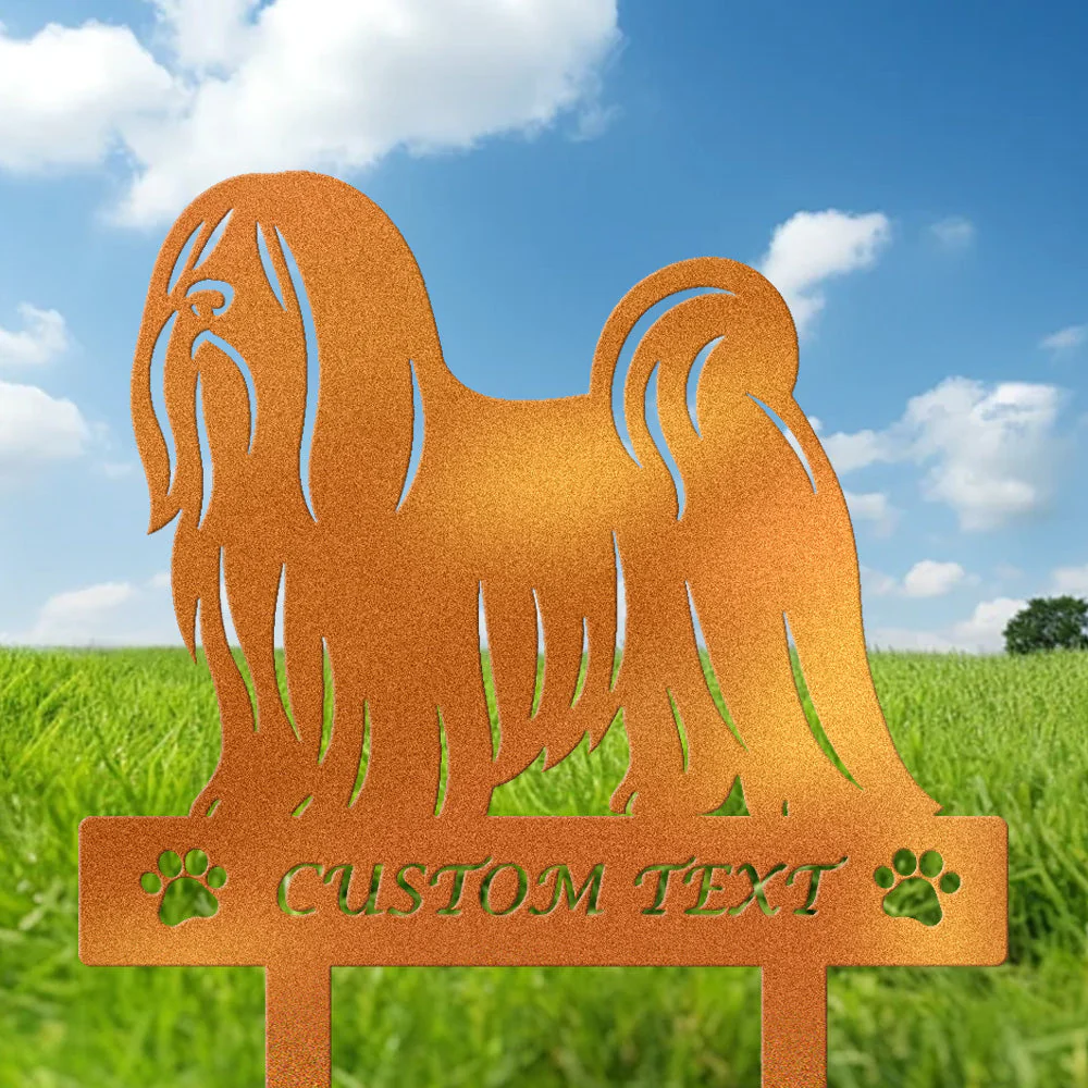 Lhassa Apso Silhouette de Chien Personnalisée Piquet de Jardin en Métal - Image 4