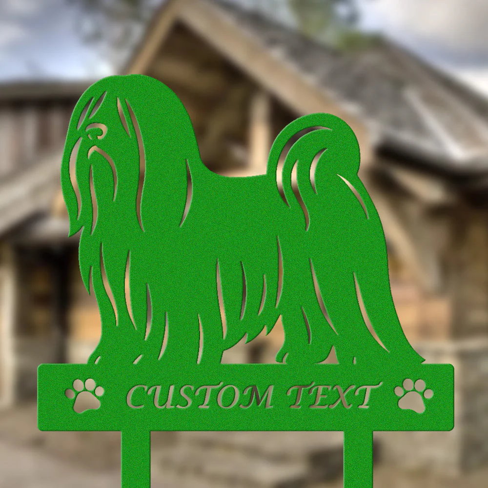 Lhassa Apso Silhouette de Chien Personnalisée Piquet de Jardin en Métal - Image 5
