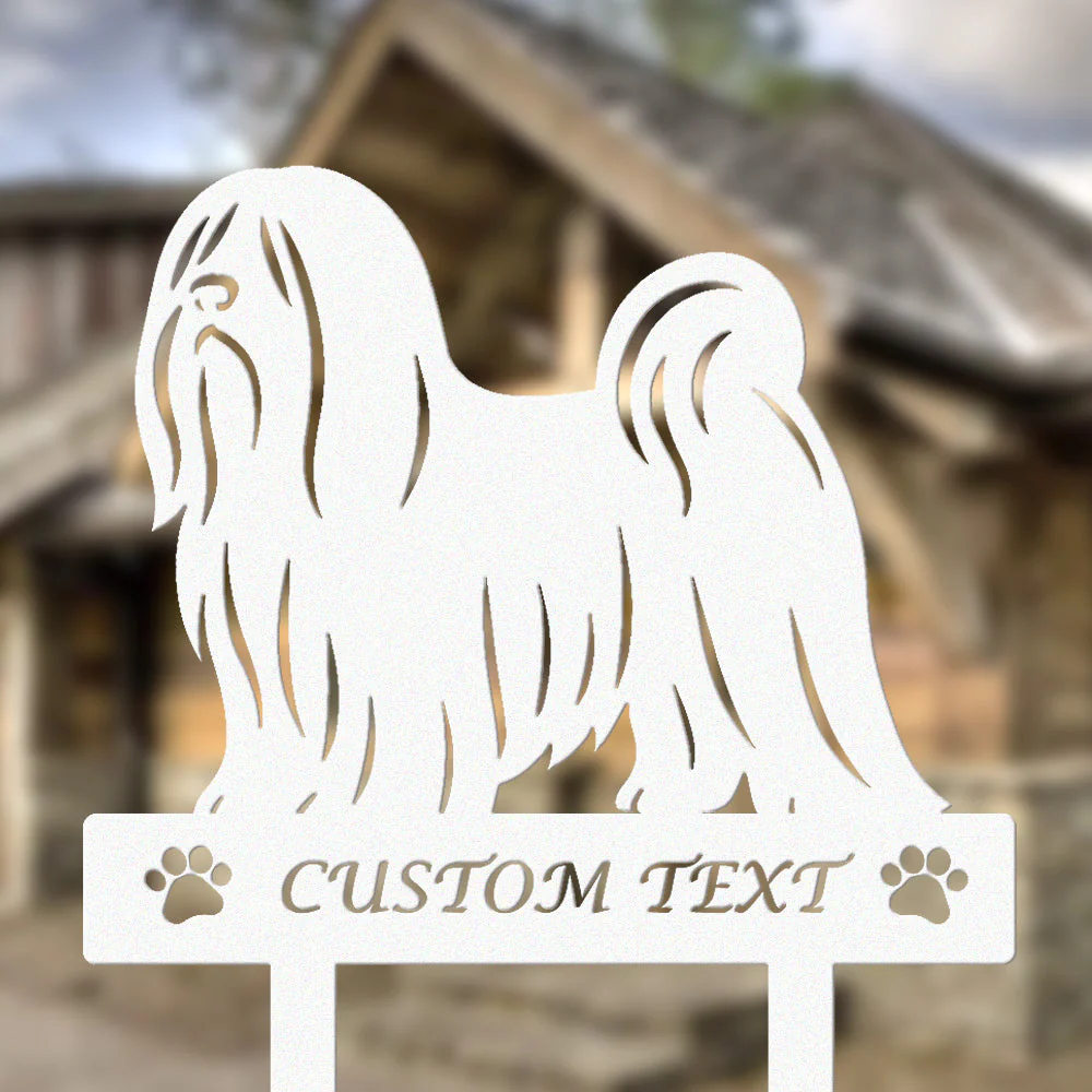 Lhassa Apso Silhouette de Chien Personnalisée Piquet de Jardin en Métal - Image 8