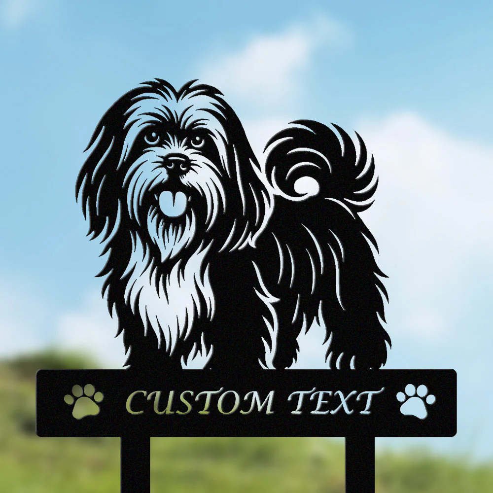 Lhassa Apso Silhouette de Chien Personnalisée Piquet de Jardin en Métal - Image 2