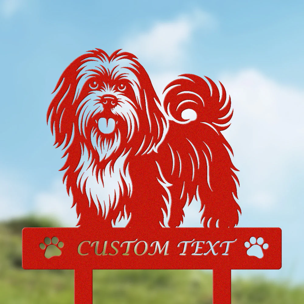 Lhassa Apso Silhouette de Chien Personnalisée Piquet de Jardin en Métal - Image 3