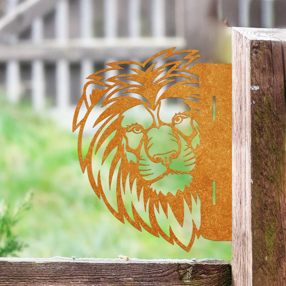 Lion Curieux Plaque Métallique – Décoration de Jardin Extérieur Animale - Image 2