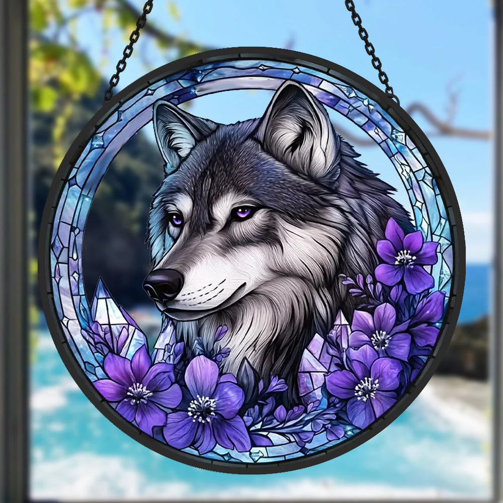 Loup Attrape-Soleil Décoratif en Vitrail à Suspendre - Image 2