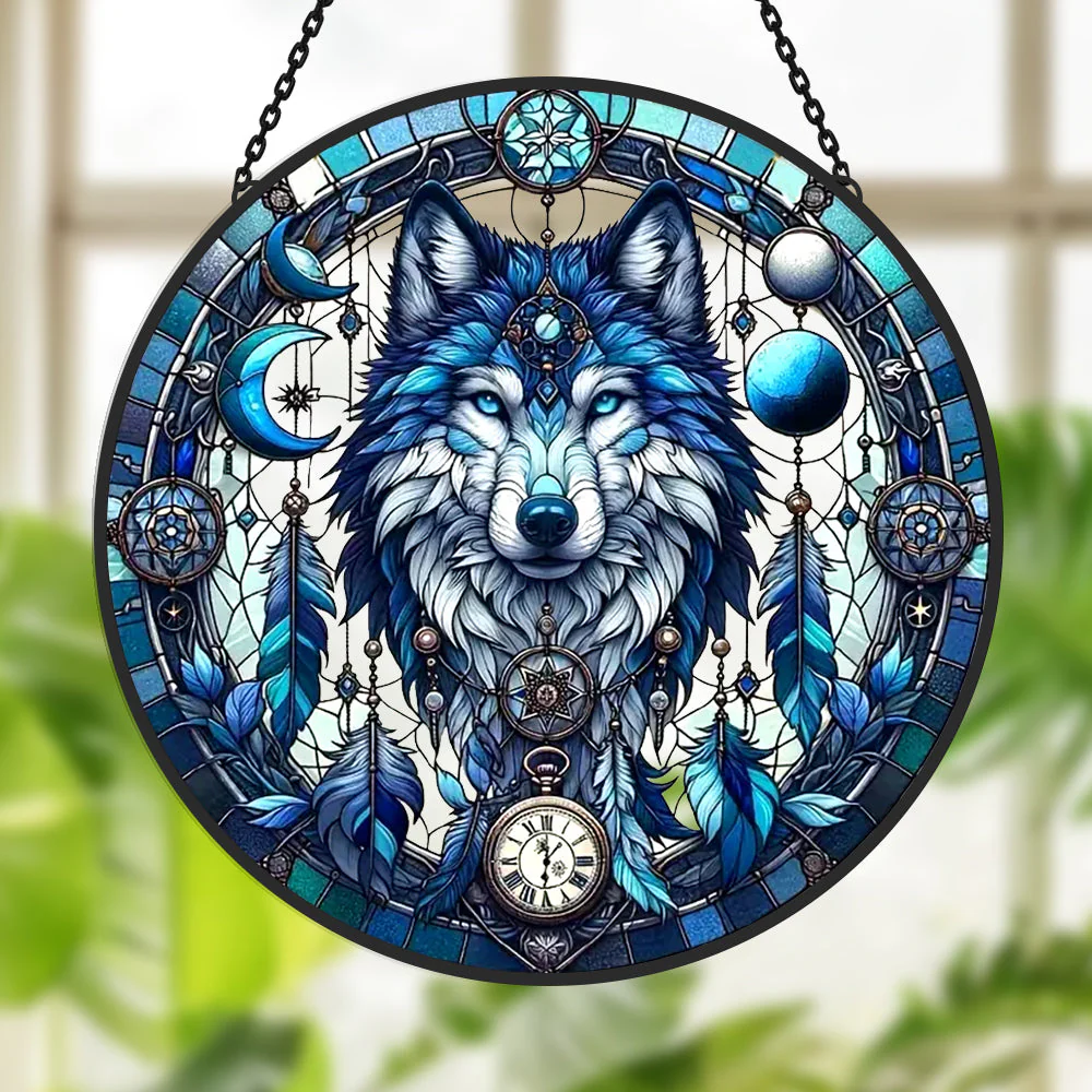 Loup Attrape-Soleil Décoratif en Vitrail à Suspendre - Image 2
