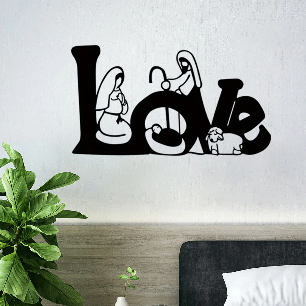LOVE Crèche de Noël Plaque en Métal Décoratif Mural - Image 3