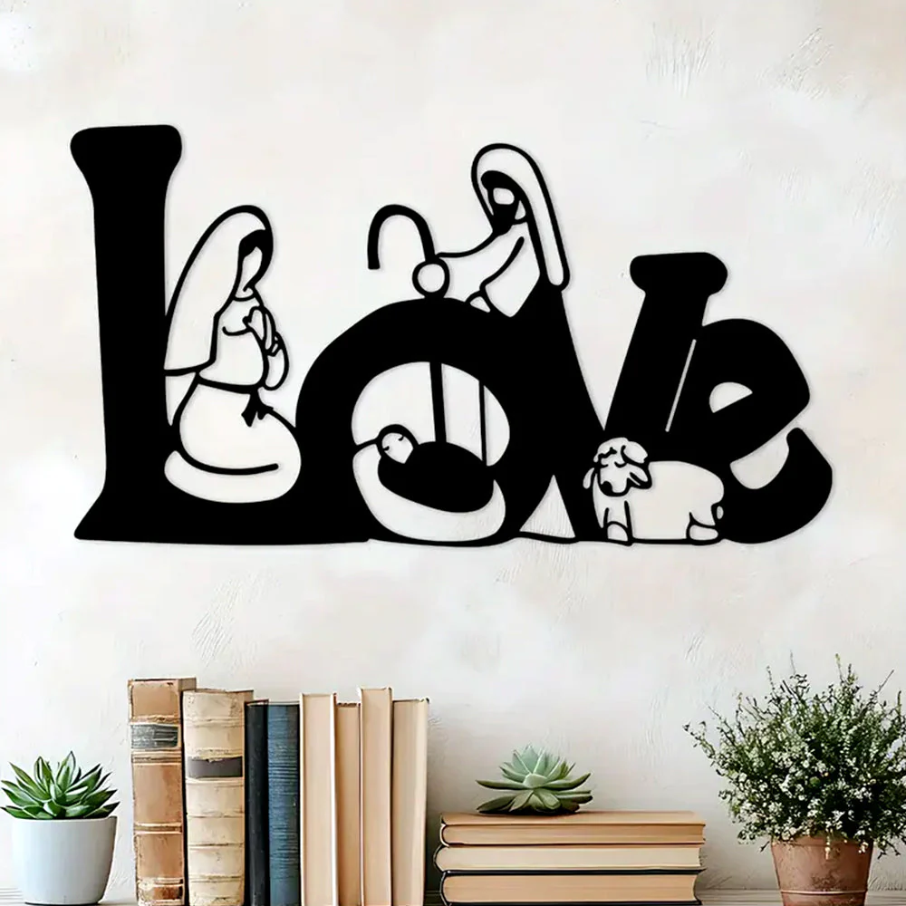 LOVE Crèche de Noël Plaque en Métal Décoratif Mural - Image 4
