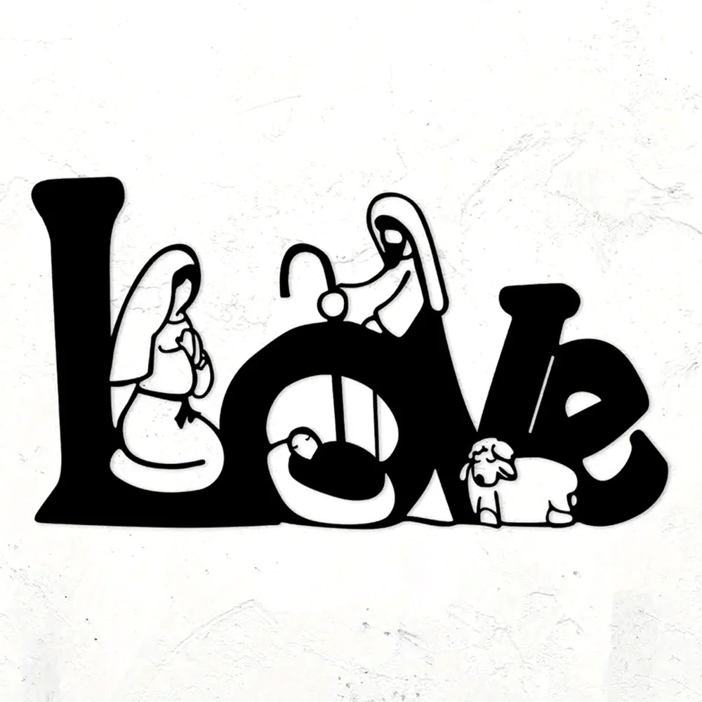 LOVE Crèche de Noël Plaque en Métal Décoratif Mural - Image 6