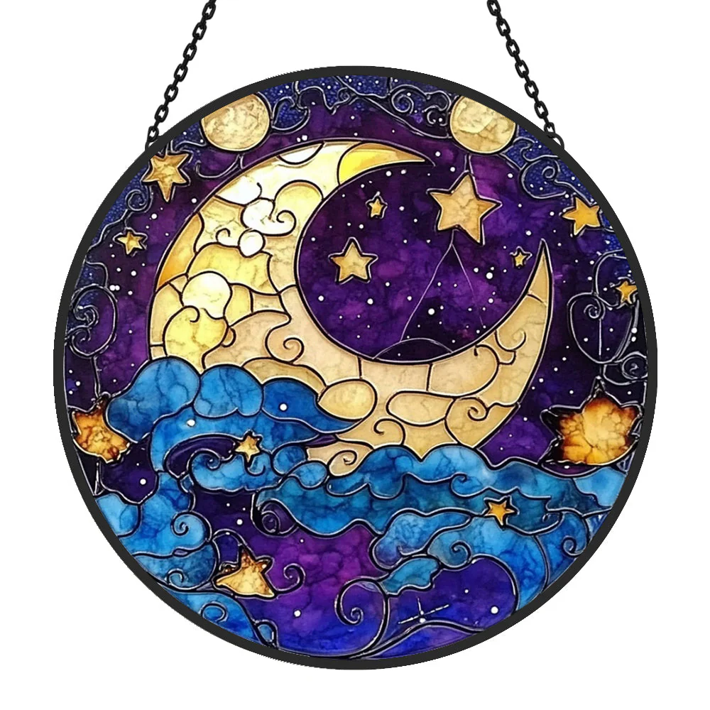 Lune Attrape-Soleil Décoratif en Vitrail à Suspendre - Image 3