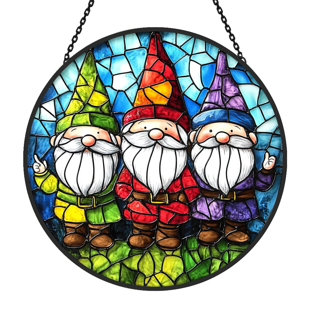 Lutin de Noël Attrape-Soleil Décoratif en Vitrail à Suspendre - Image 3