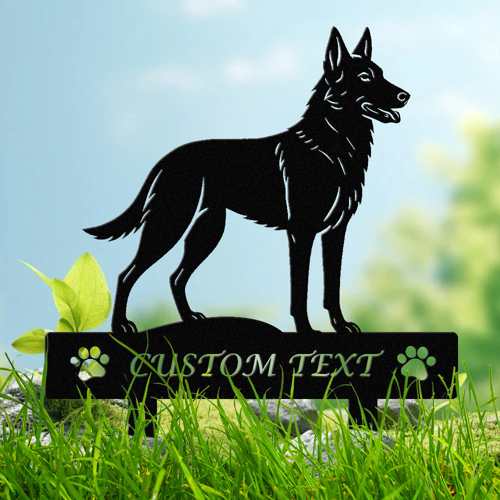 Malinois Silhouette de Chien Personnalisée Piquet de Jardin en Métal