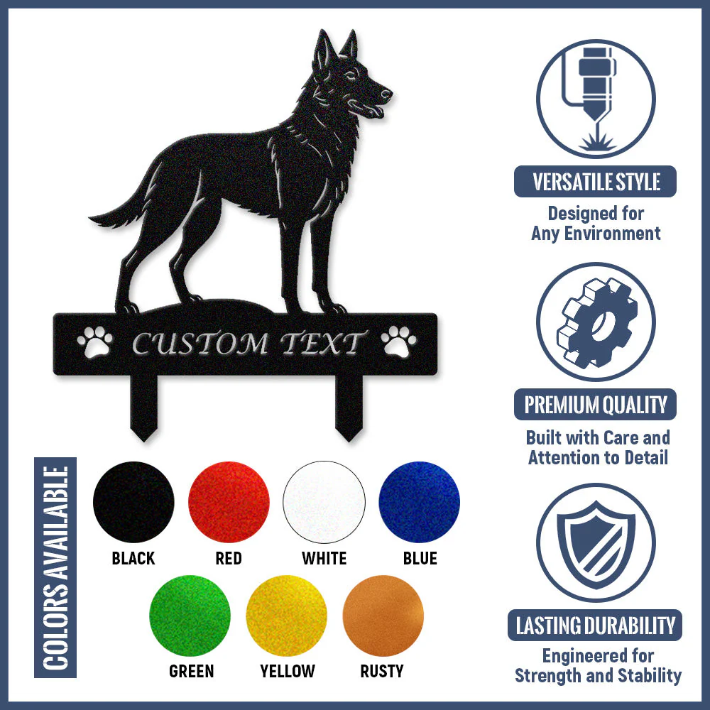 Malinois Silhouette de Chien Personnalisée Piquet de Jardin en Métal - Image 10