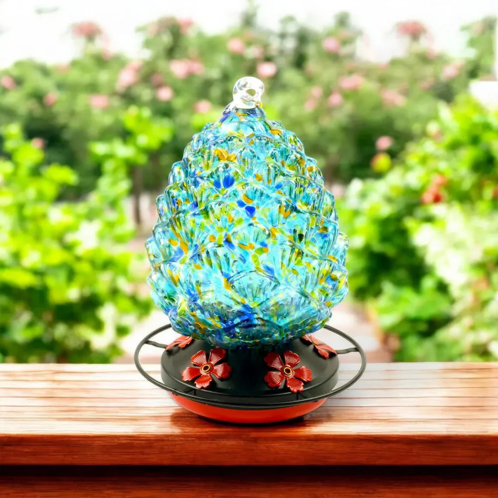 Mangeoire pour Colibri en Verre Soufflé à la Main avec Perchoir - Image 11