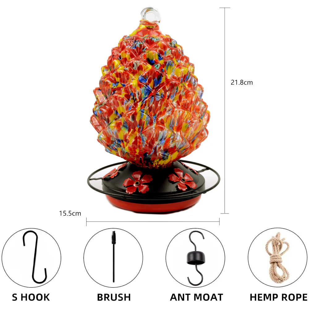 Mangeoire pour Colibri en Verre Soufflé à la Main avec Perchoir - Image 12