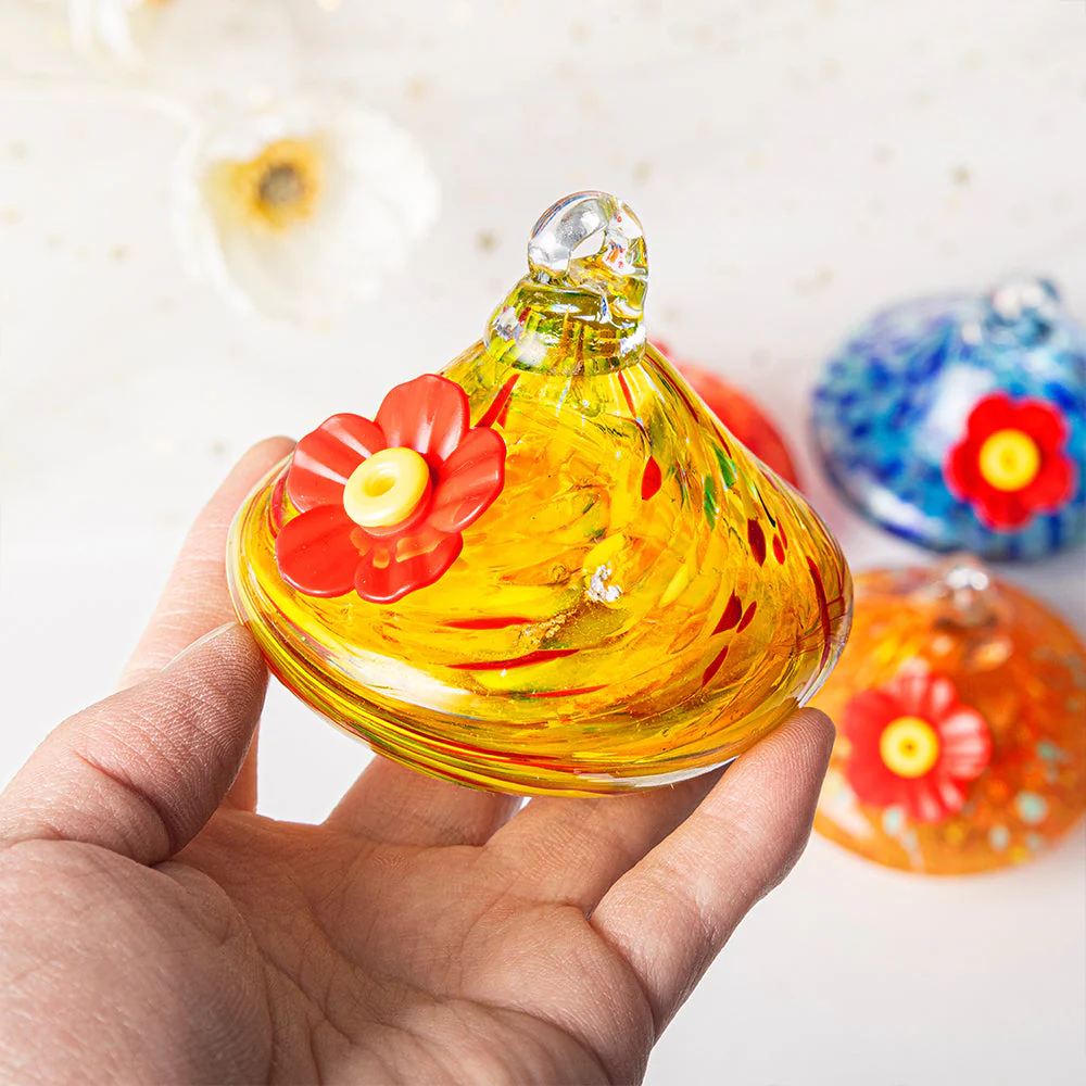 Mangeoire pour Colibri en Verre Soufflé à la Main avec Perchoir - Image 4