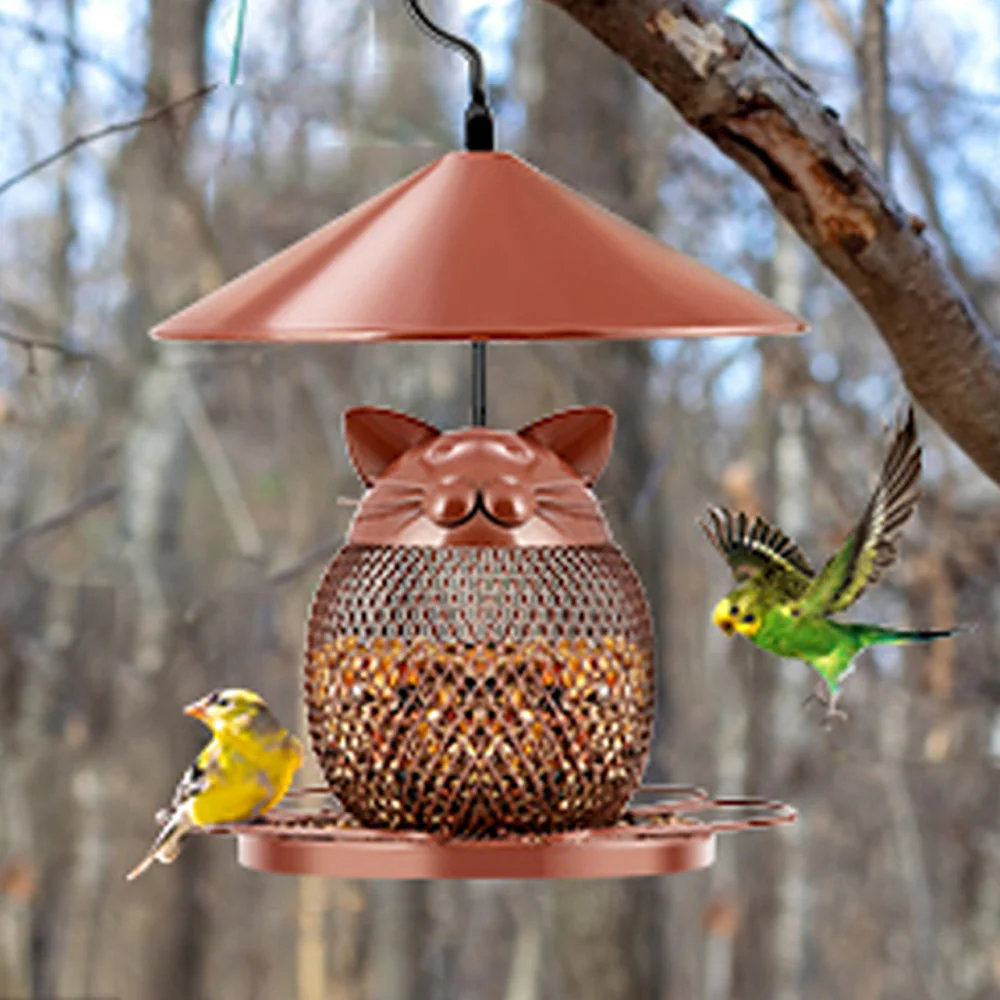 Mangeoire pour Oiseaux en Forme de Chat en Métal - Image 2