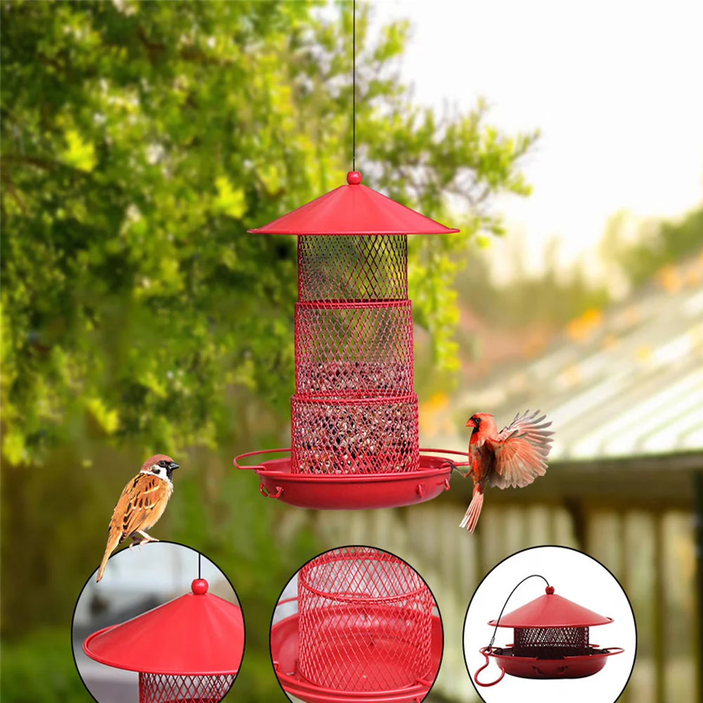 Mangeoire pour Oiseaux Suspendue Métal pour Patio