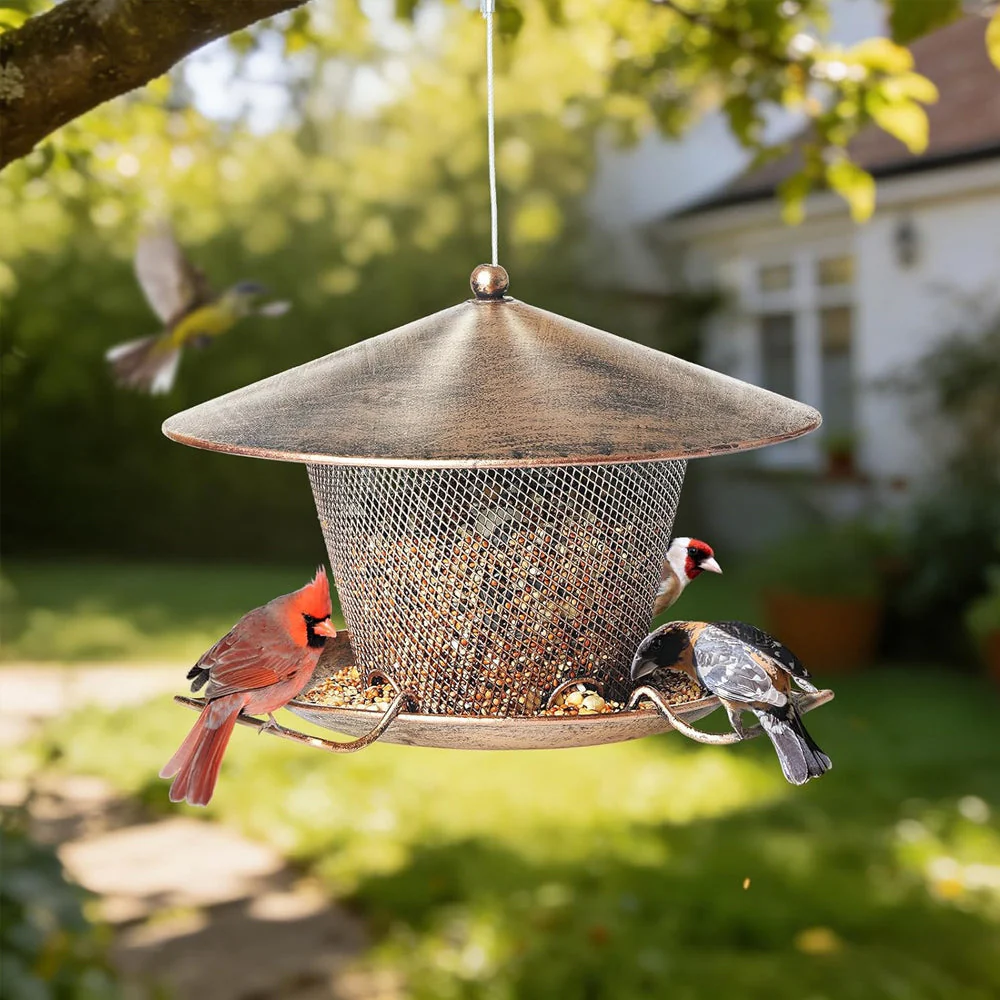Mangeoire pour Oiseaux Suspendue Métal pour Patio