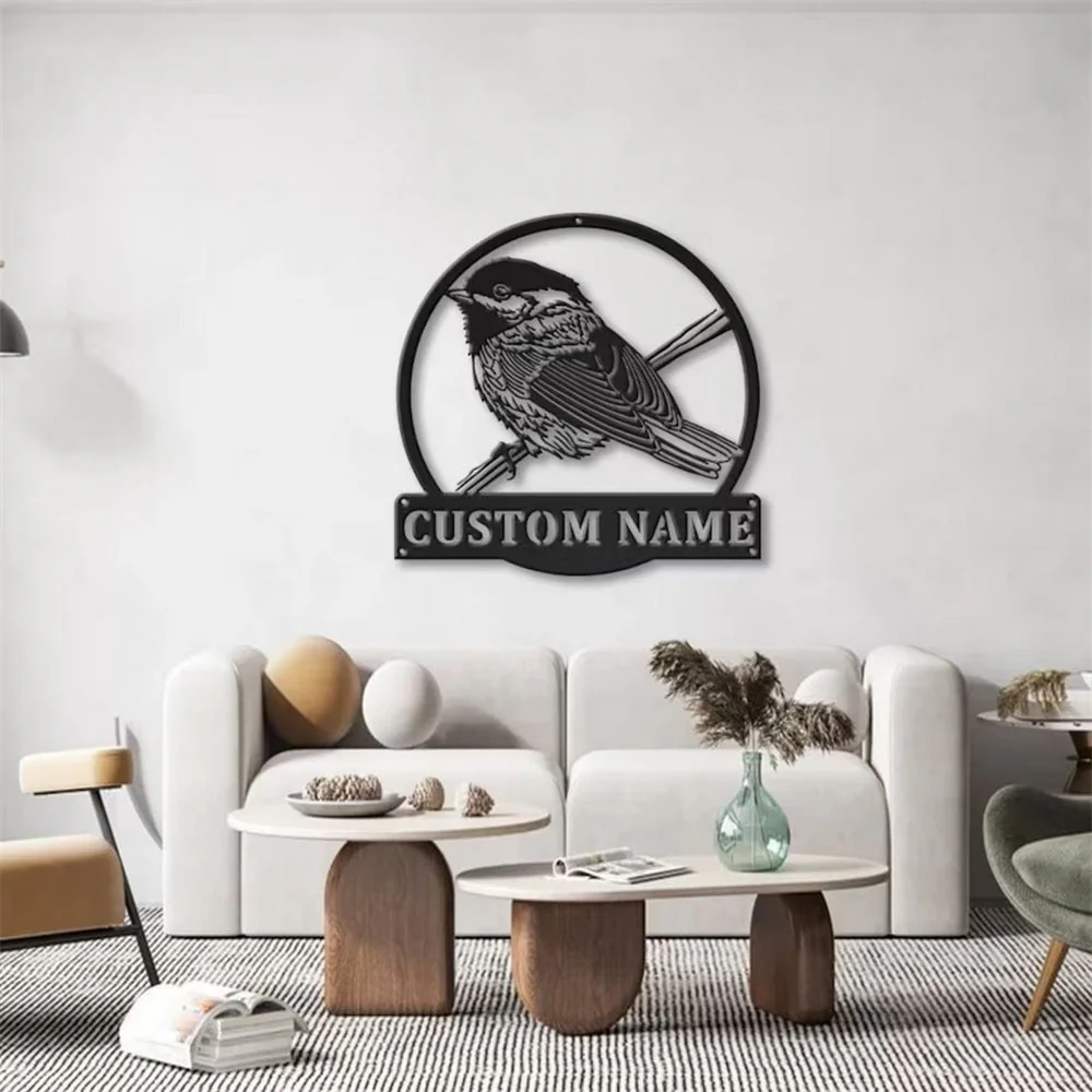 Mésange Art en Métal Plaque de Nom en Métal Personnalisée