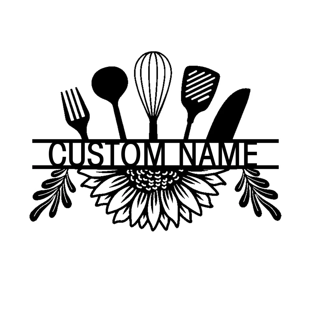 Nom Cuisine Personnalisé avec Couteau et Fourchette Plaque Personnalisée en Métal Décoratif Mural - Image 5