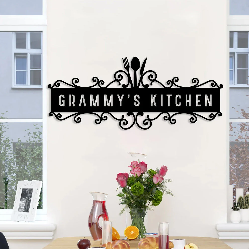 Nom Cuisine Personnalisé avec Couteau et Fourchette Plaque Personnalisée en Métal Décoratif Mural - Image 5
