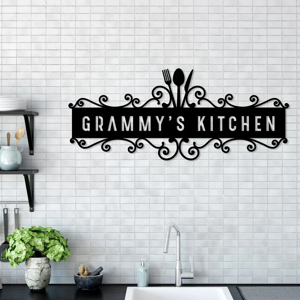 Nom Cuisine Personnalisé avec Couteau et Fourchette Plaque Personnalisée en Métal Décoratif Mural - Image 6