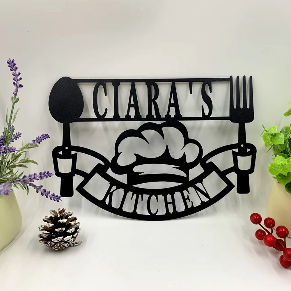Nom Cuisine Personnalisé Plaque en Métal Décoratif Mural