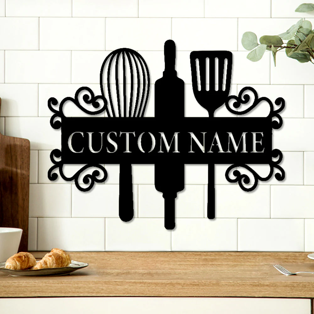 Nom Cuisine Personnalisé Plaque Personnalisée en Métal Décoratif Mural