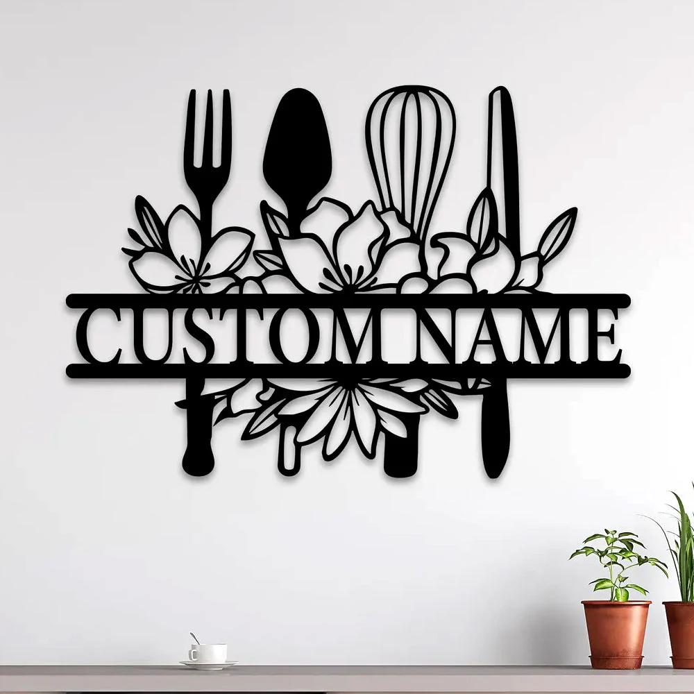 Nom Cuisine Personnalisé Plaque Personnalisée en Métal Décoratif Mural