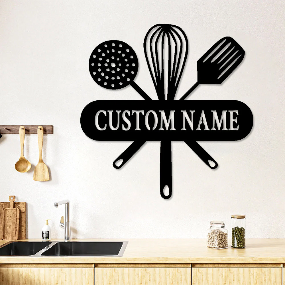 Nom Cuisine Personnalisé Plaque Personnalisée en Métal Décoratif Mural