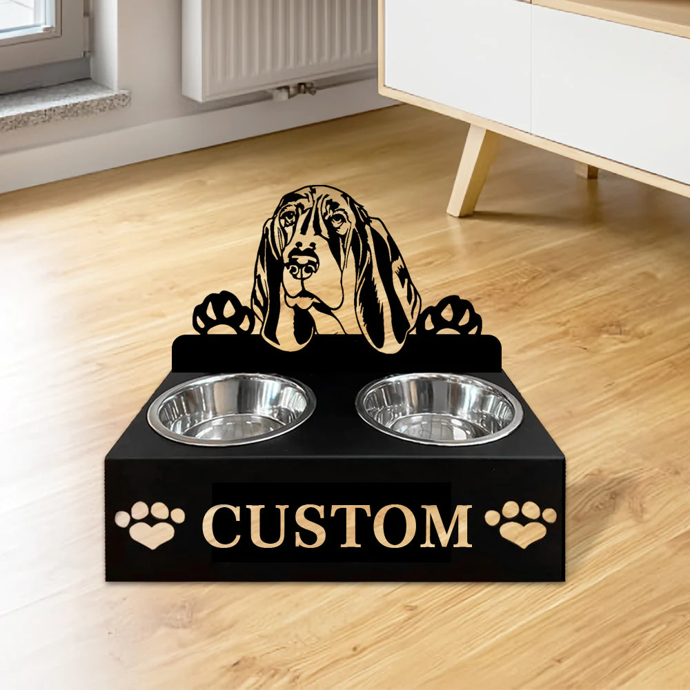Nom Personnalisé pour Basset Hound Porte-Gamelle pour Animaux