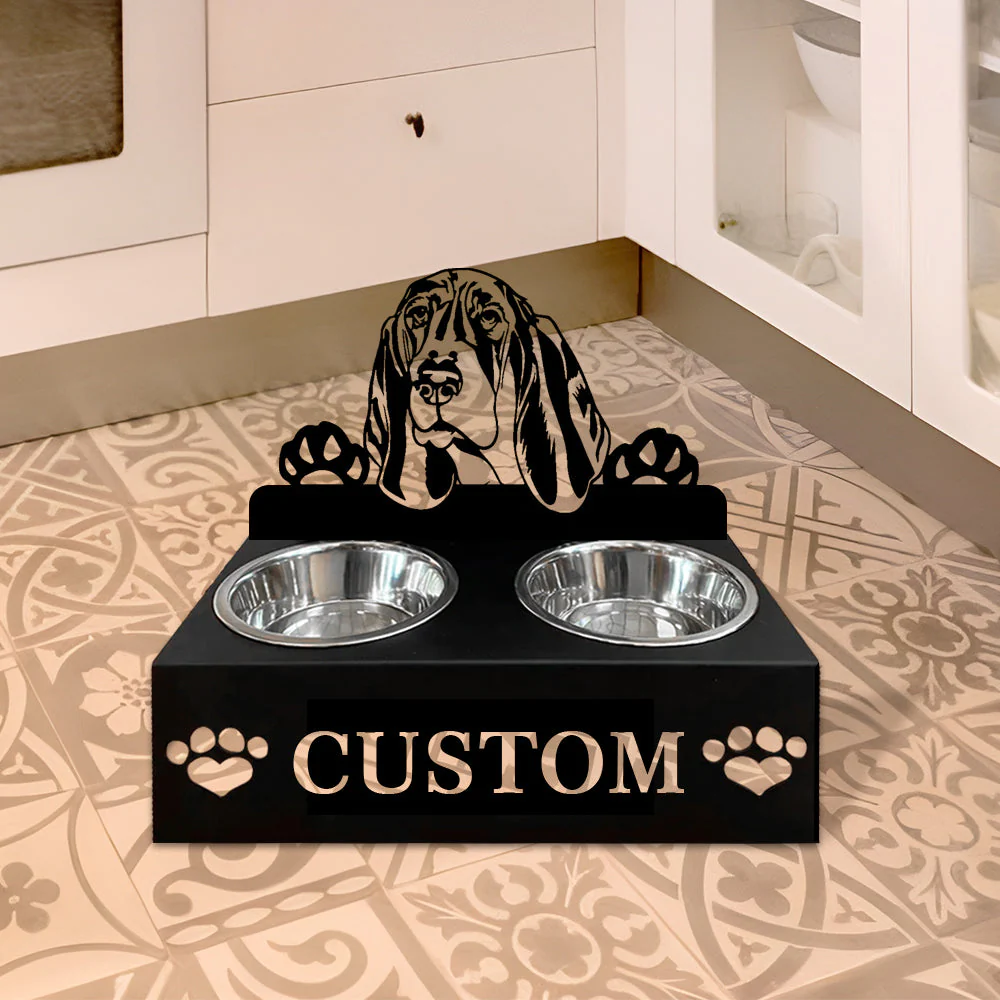 Nom Personnalisé pour Basset Hound Porte-Gamelle pour Animaux - Image 4