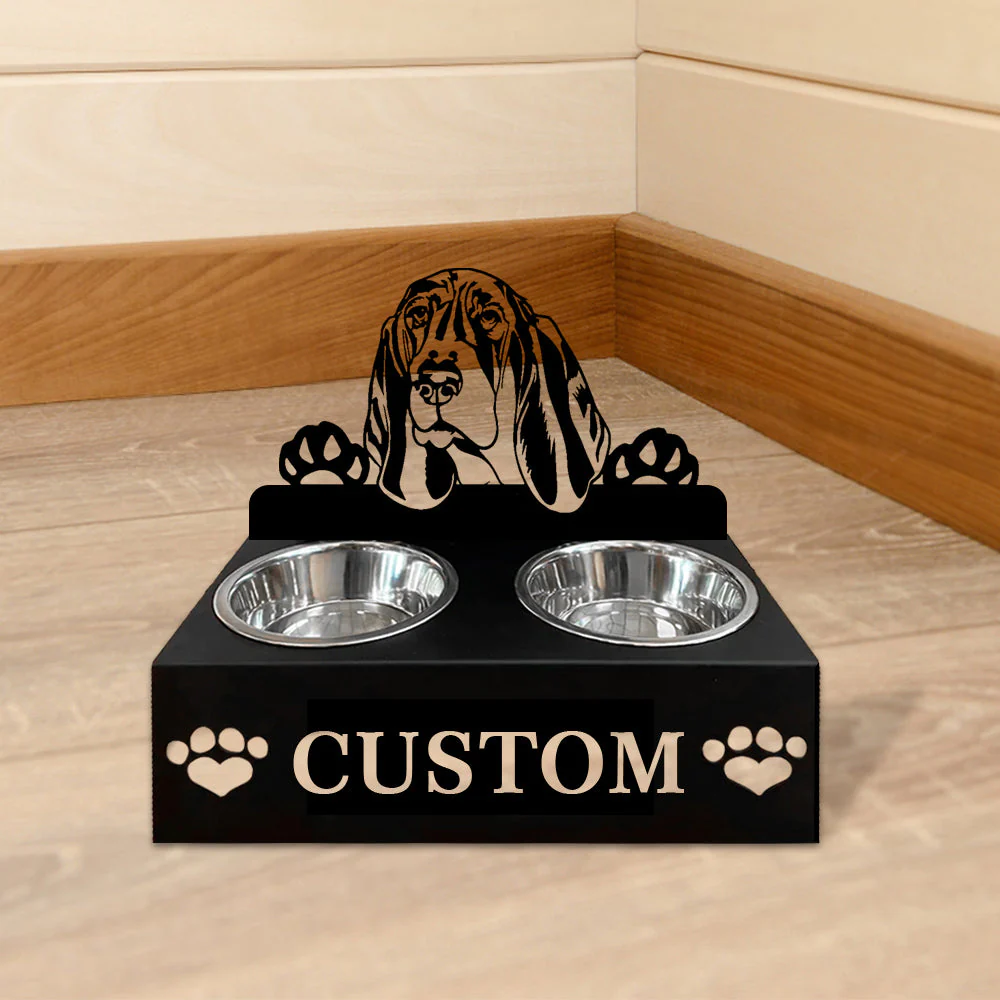 Nom Personnalisé pour Basset Hound Porte-Gamelle pour Animaux - Image 6