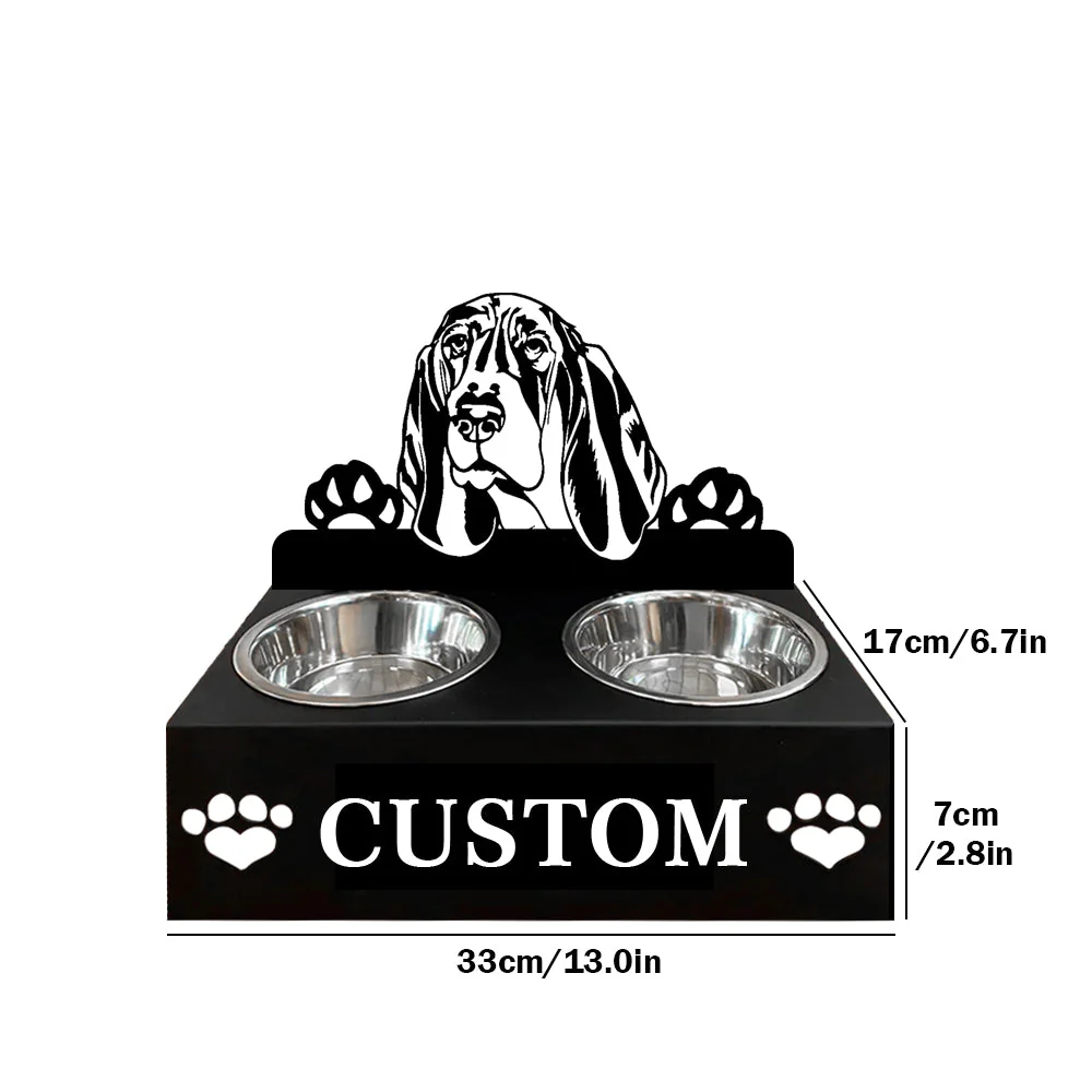 Nom Personnalisé pour Basset Hound Porte-Gamelle pour Animaux - Image 7
