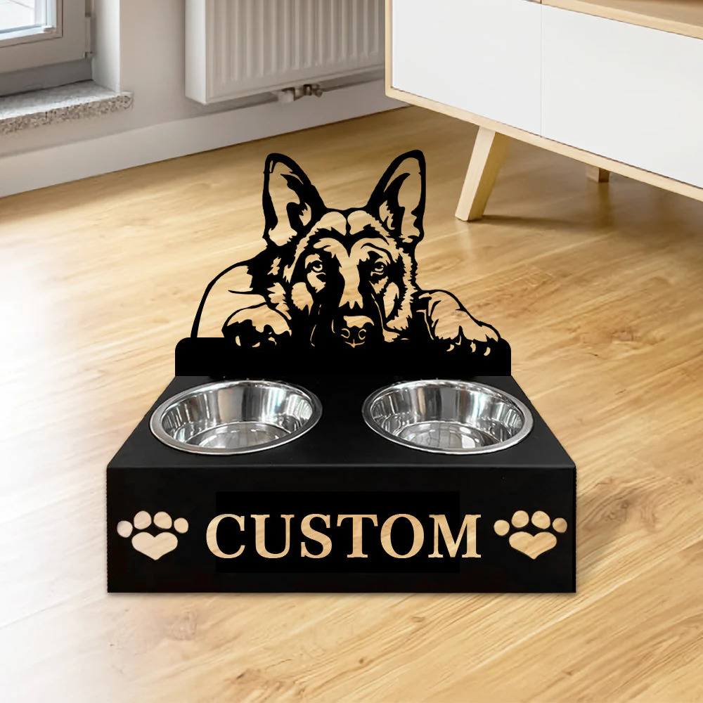 Nom Personnalisé pour Berger Allemand Porte-Gamelle pour Animaux - Image 2