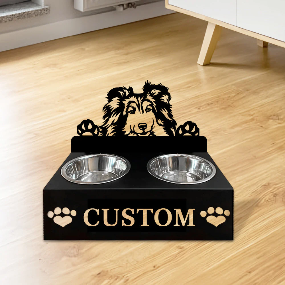 Nom Personnalisé pour Berger des Shetland Porte-Gamelle pour Animaux
