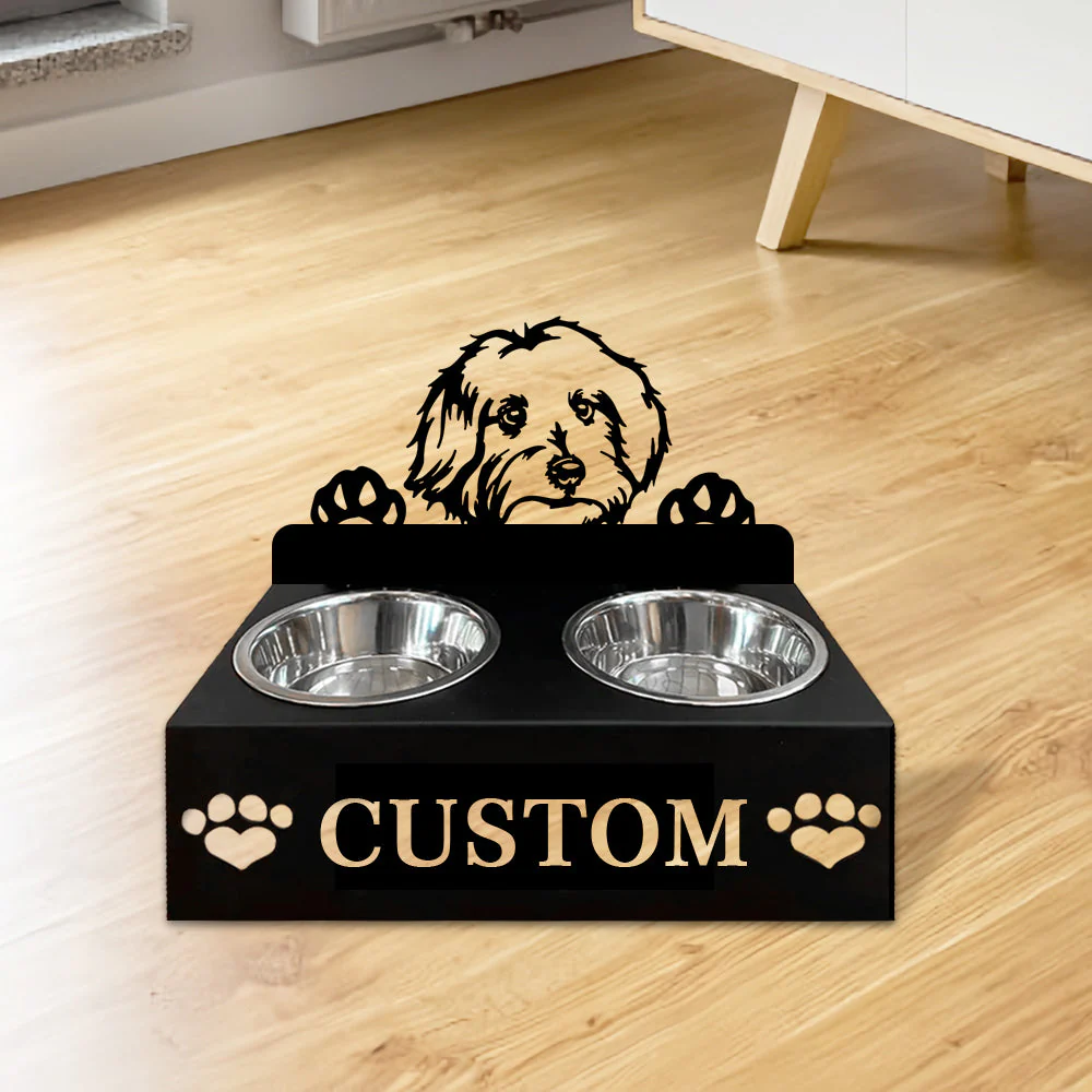 Nom Personnalisé pour Bichon Maltais Porte-Gamelle pour Animaux