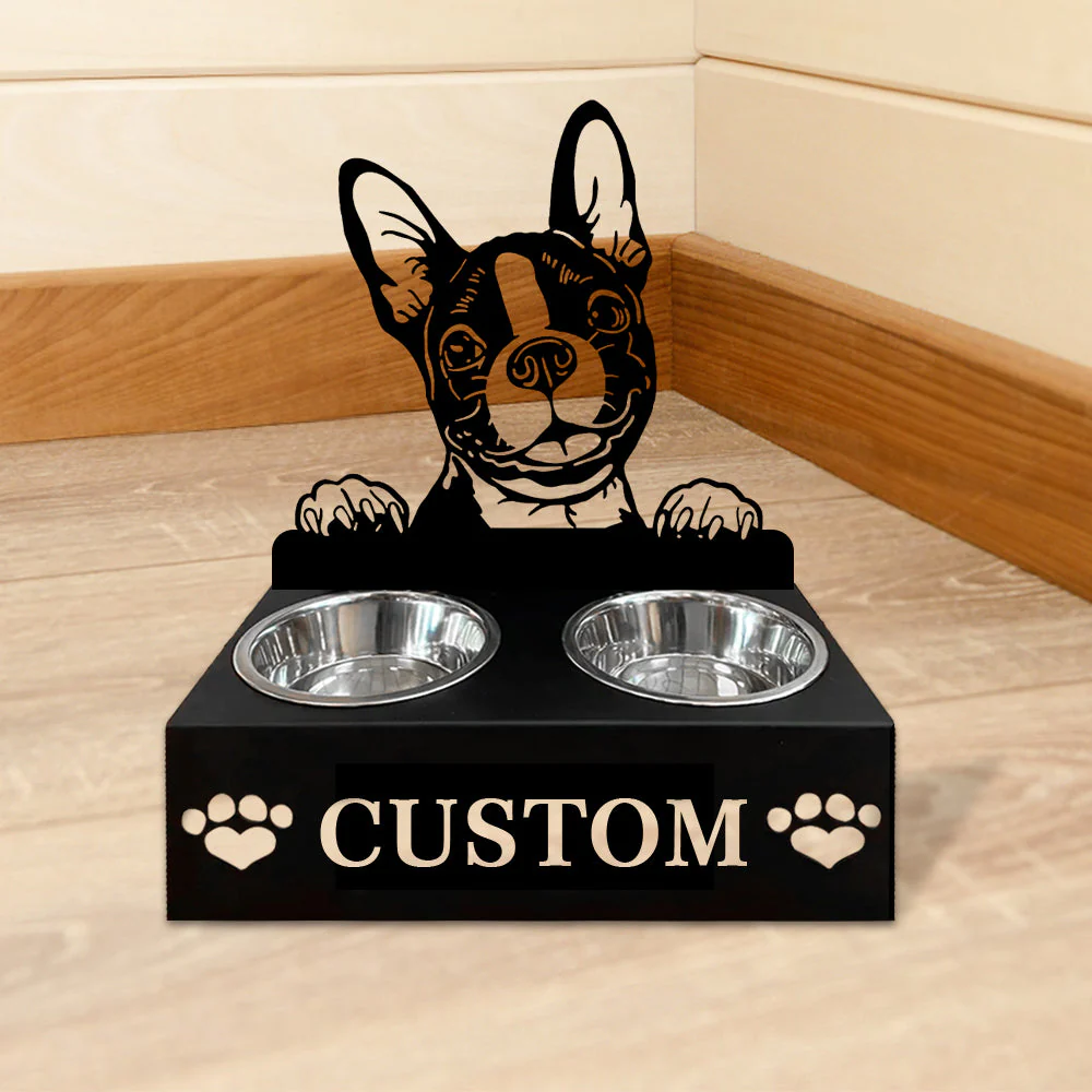 Nom Personnalisé pour Boston Terrier Porte-Gamelle pour Animaux - Image 5