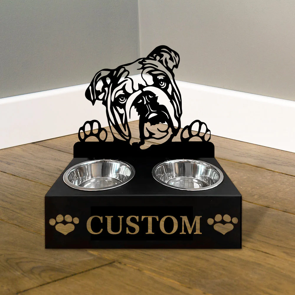 Nom Personnalisé pour Bouledogue Anglais Porte-Gamelle pour Animaux - Image 4