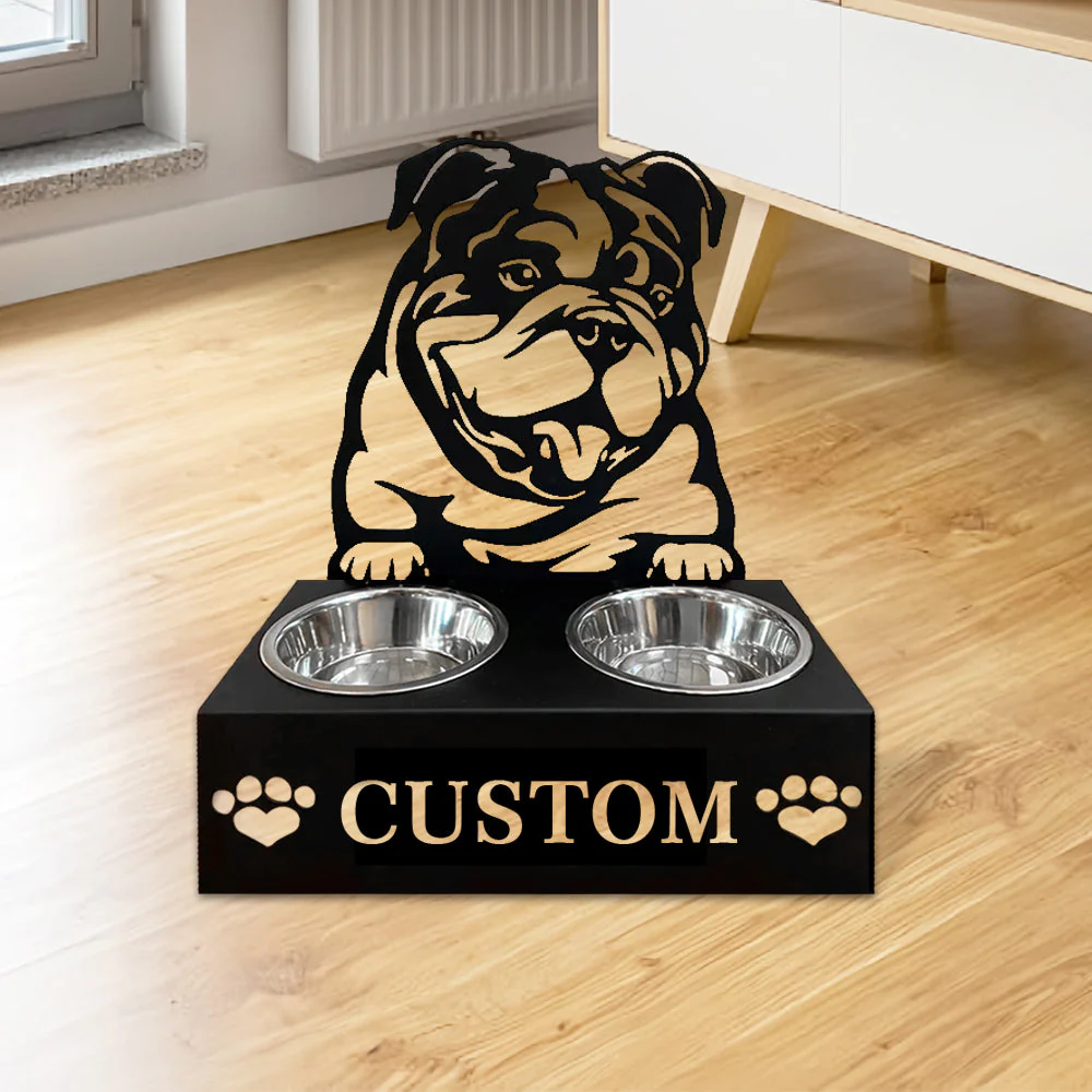 Nom Personnalisé pour Bouledogue Anglais Porte-Gamelle pour Animaux - Image 4
