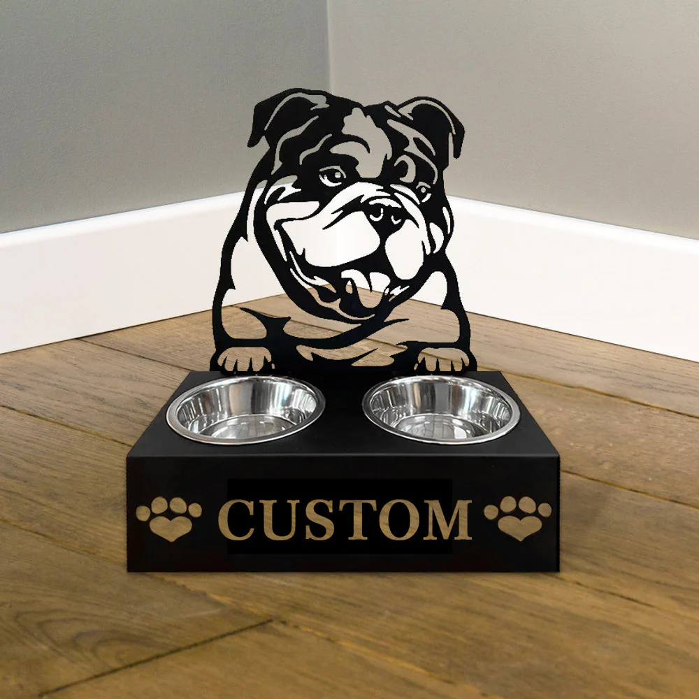 Nom Personnalisé pour Bouledogue Anglais Porte-Gamelle pour Animaux - Image 5