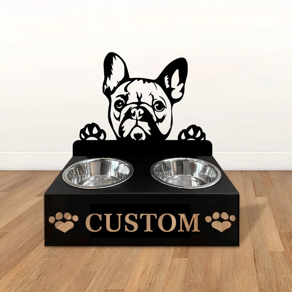 Nom Personnalisé pour Bouledogue Français Porte-Gamelle pour Animaux - Image 2