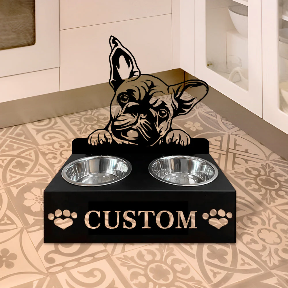 Nom Personnalisé pour Bouledogue Français Porte-Gamelle pour Animaux - Image 6