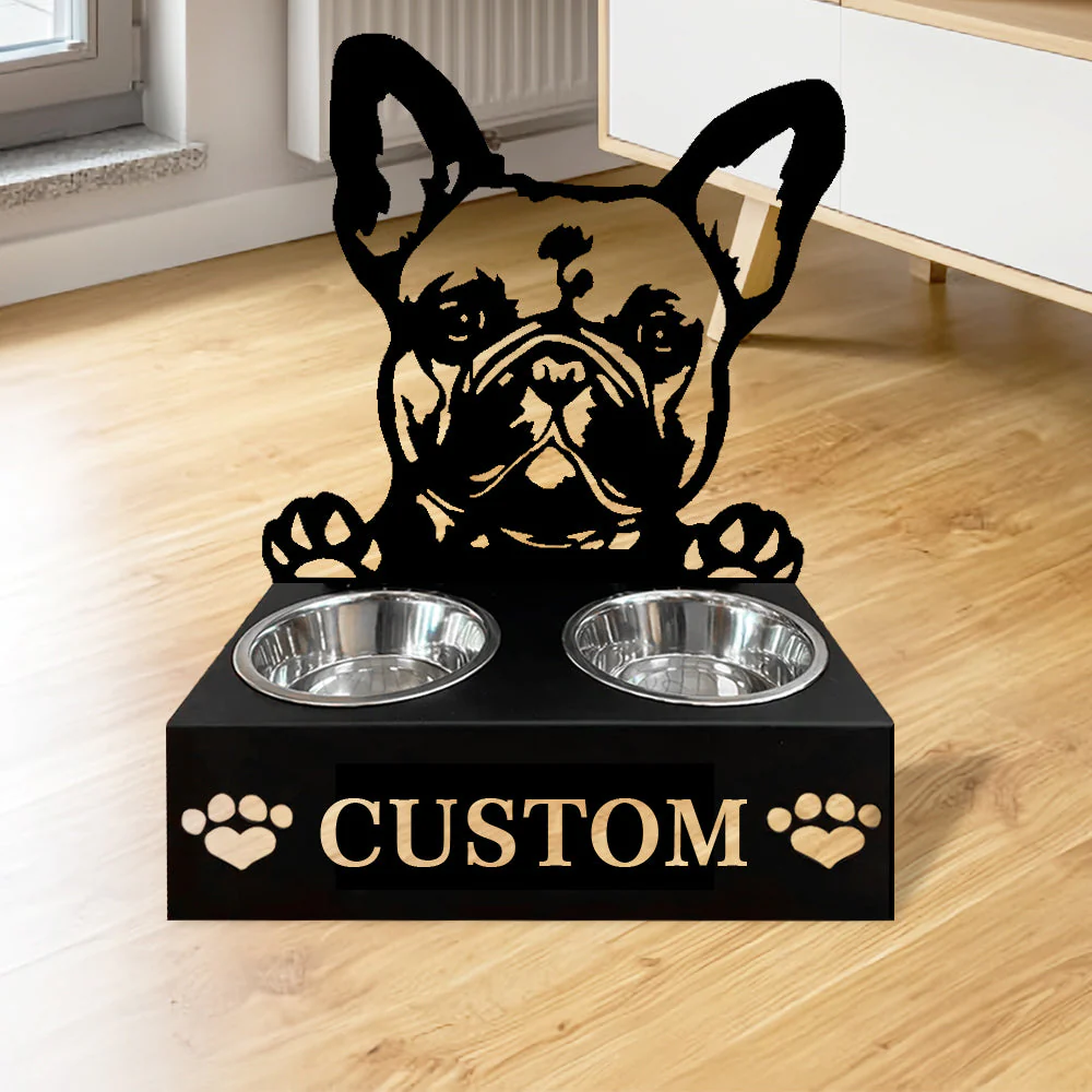 Nom Personnalisé pour Bouledogue Français Porte-Gamelle pour Animaux - Image 4