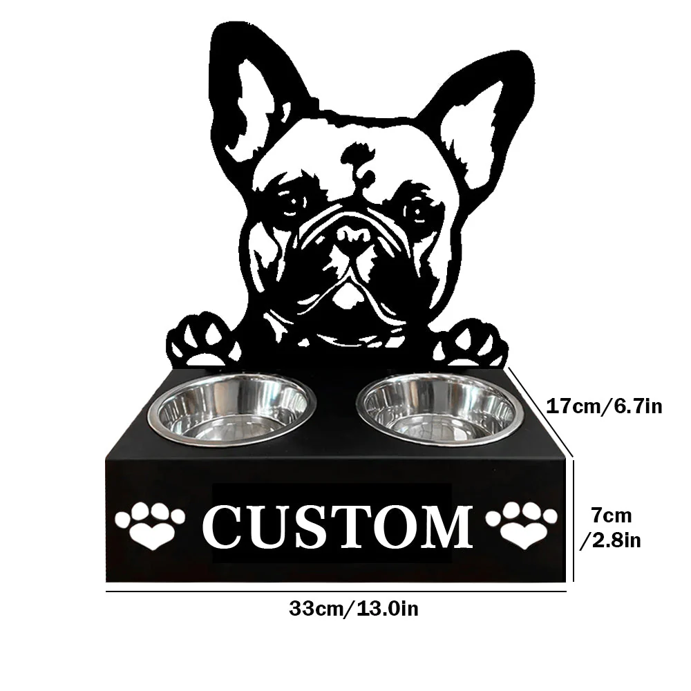 Nom Personnalisé pour Bouledogue Français Porte-Gamelle pour Animaux - Image 7