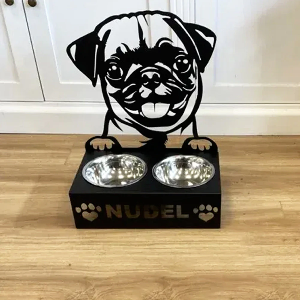 Nom Personnalisé pour Carlin Porte-Gamelle pour Animaux