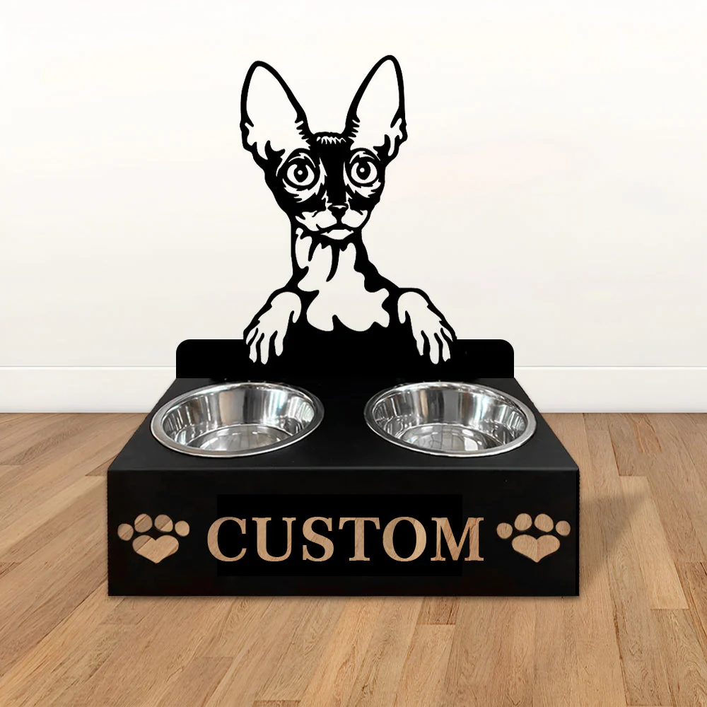 Nom Personnalisé pour Chat Cornish Rex Porte-Gamelle pour Animaux