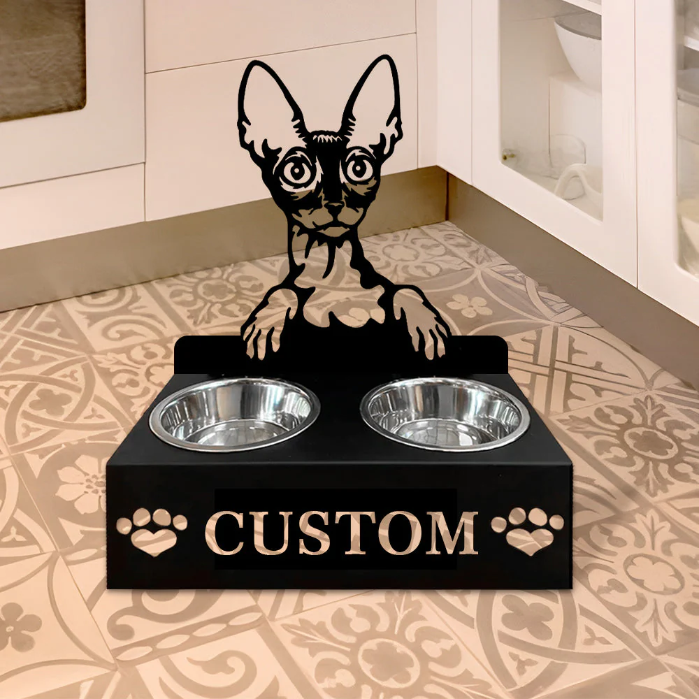 Nom Personnalisé pour Chat Cornish Rex Porte-Gamelle pour Animaux - Image 6