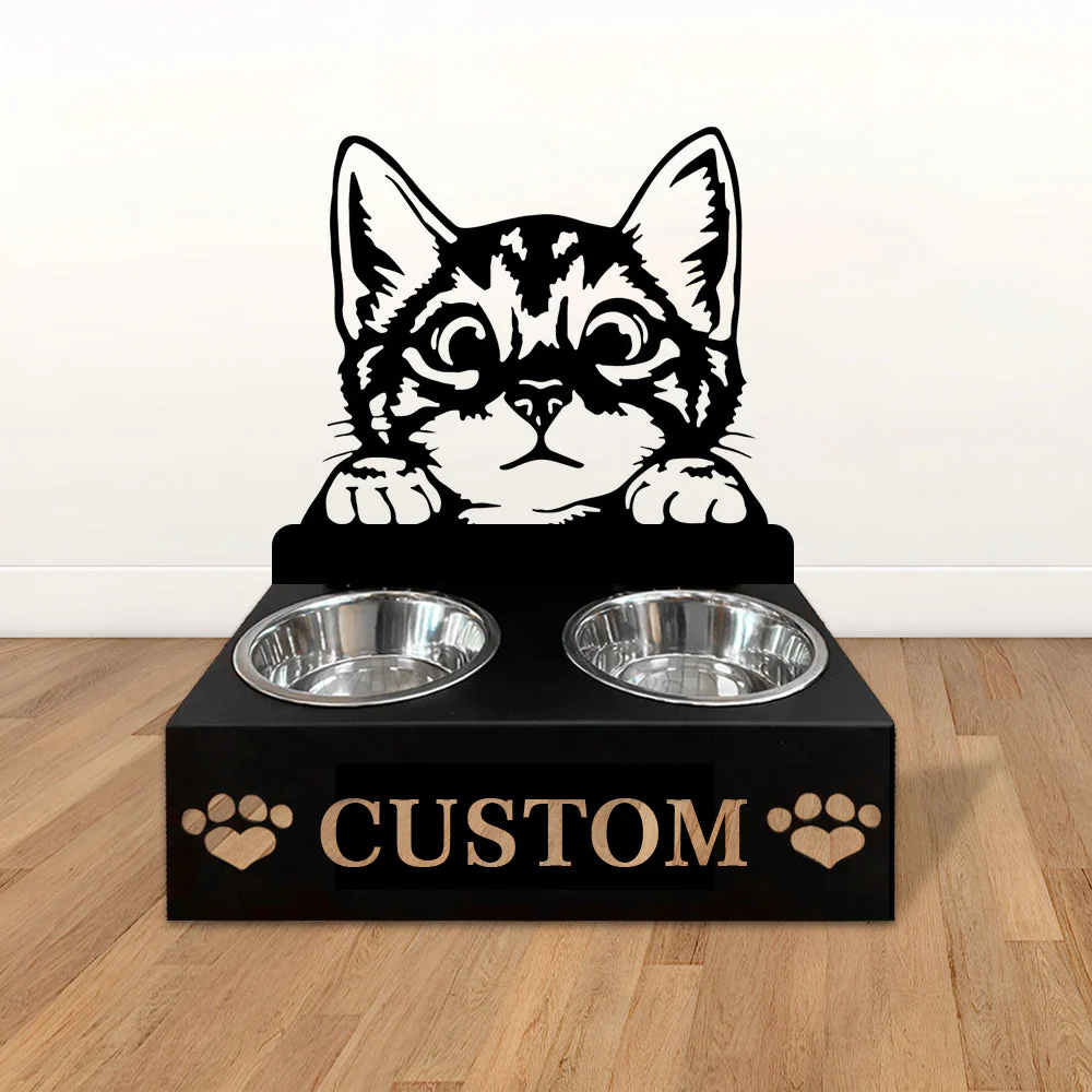 Nom Personnalisé pour Chat Mignon Porte-Gamelle pour Animaux - Image 2